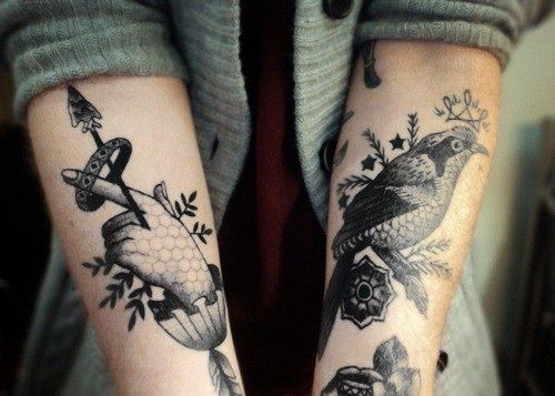 Black tattoo on hands