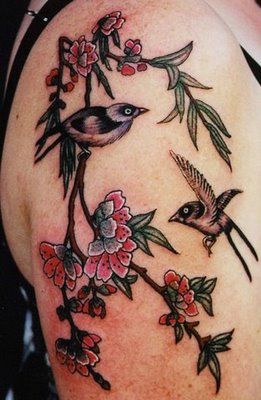 Cherry blosoom and two birds