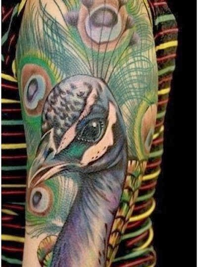 Peacock head tattoo