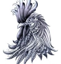 Awesome rooster head tattoo design