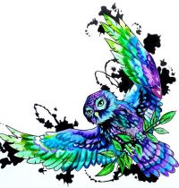 Colourful owl tattoo design