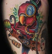 Crazy parrot tattoo