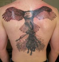 Eagle and knight on the horse tattoo