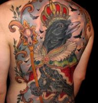 Magpie as king tattoo