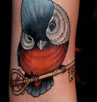 Sparrow tattoo in colour
