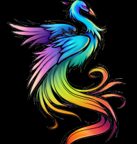Peacock in rainbow colours