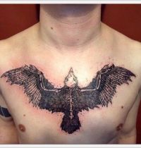 Tattoo with bird skeleton