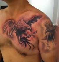 Two roosters tattoo design