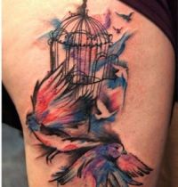 Watercolours tattoo with birds