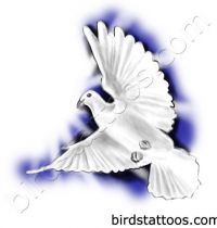 White dove with big wings as tattoo