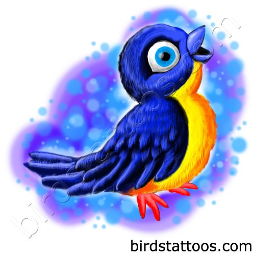 Bluebird with yellow belly as tattoo design