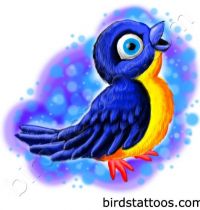 Bluebird with yellow belly as tattoo design