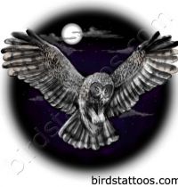 Owl in flight tattoo